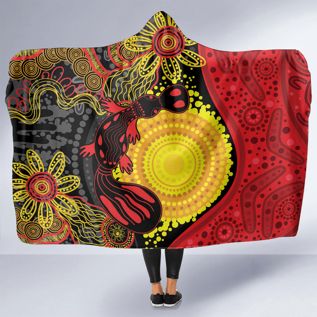 Platypus Aboriginal Art Style Hooded Blanket
