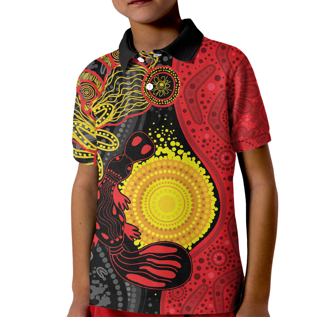 Platypus Aboriginal Art Style Kid Polo Shirt