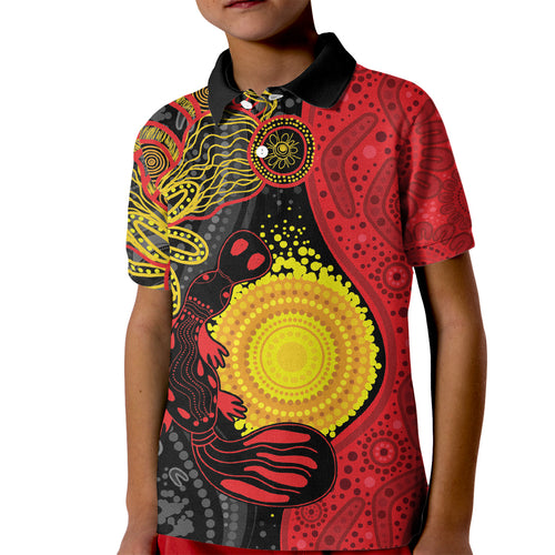 Platypus Aboriginal Art Style Kid Polo Shirt