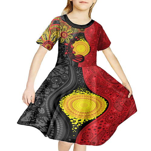 Platypus Aboriginal Art Style Kid Short Sleeve Dress