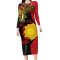 Platypus Aboriginal Art Style Long Sleeve Bodycon Dress