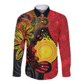 Platypus Aboriginal Art Style Long Sleeve Button Shirt