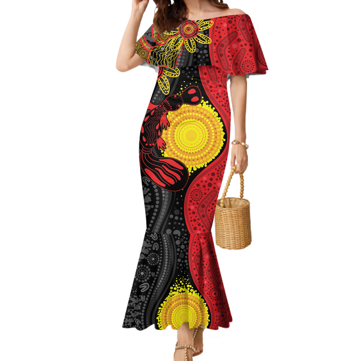 Platypus Aboriginal Art Style Mermaid Dress