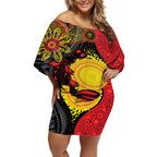 Platypus Aboriginal Art Style Off Shoulder Short Dress