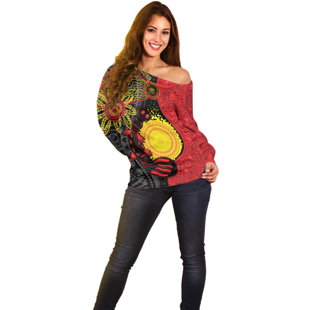 Platypus Aboriginal Art Style Off Shoulder Sweater