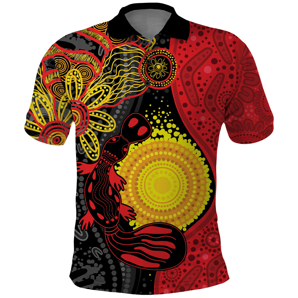 Platypus Aboriginal Art Style Polo Shirt