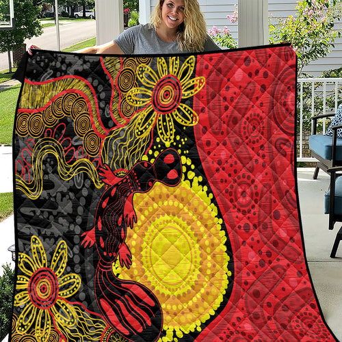 Platypus Aboriginal Art Style Quilt