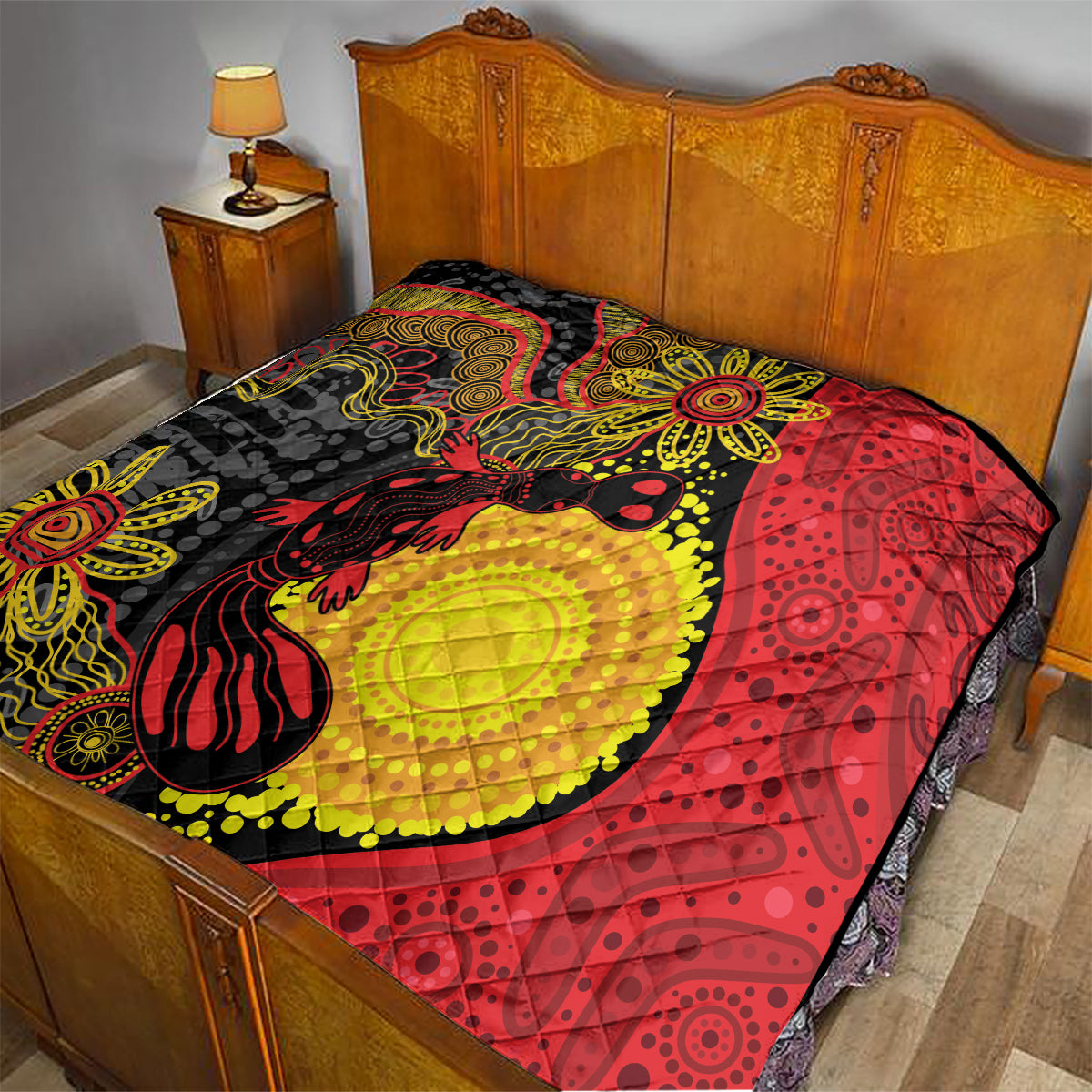 Platypus Aboriginal Art Style Quilt