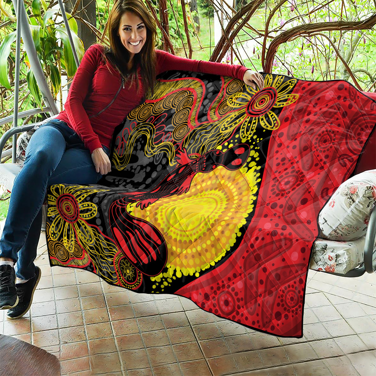 Platypus Aboriginal Art Style Quilt