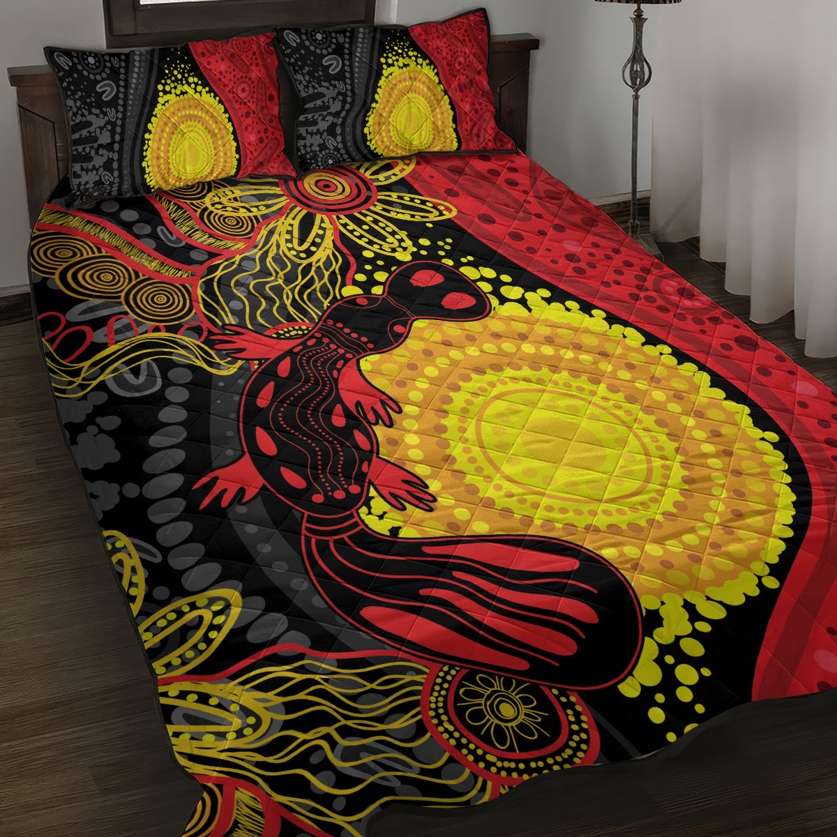 Platypus Aboriginal Art Style Quilt Bed Set