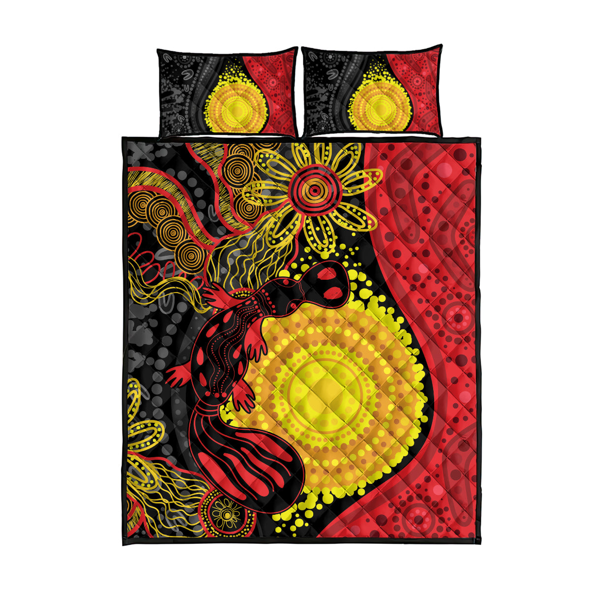 Platypus Aboriginal Art Style Quilt Bed Set