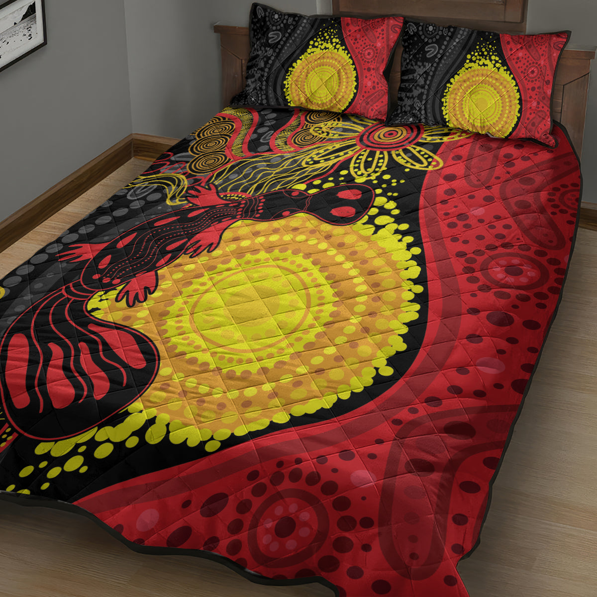 Platypus Aboriginal Art Style Quilt Bed Set
