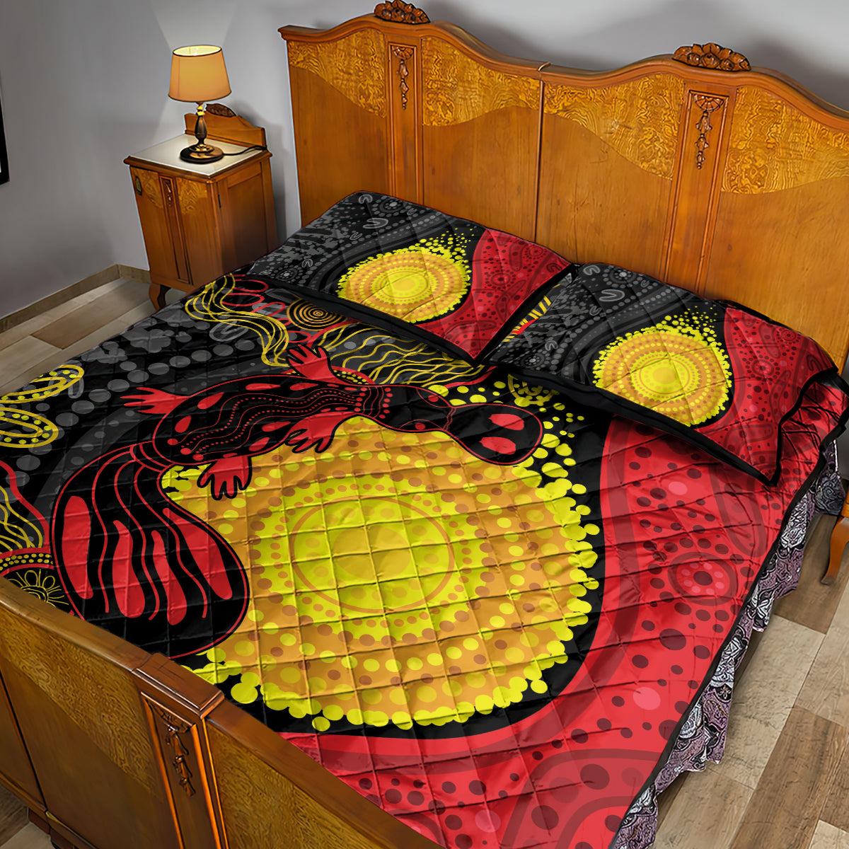 Platypus Aboriginal Art Style Quilt Bed Set