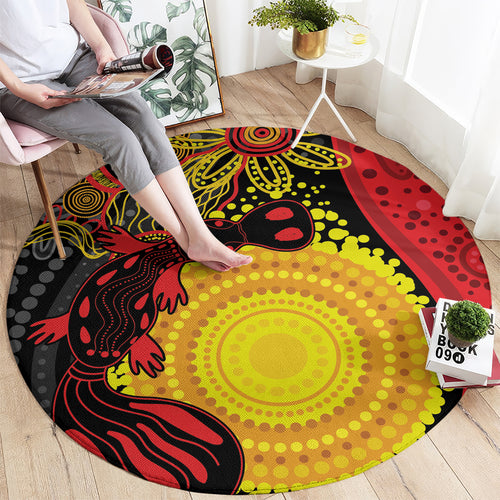 Platypus Aboriginal Art Style Round Carpet