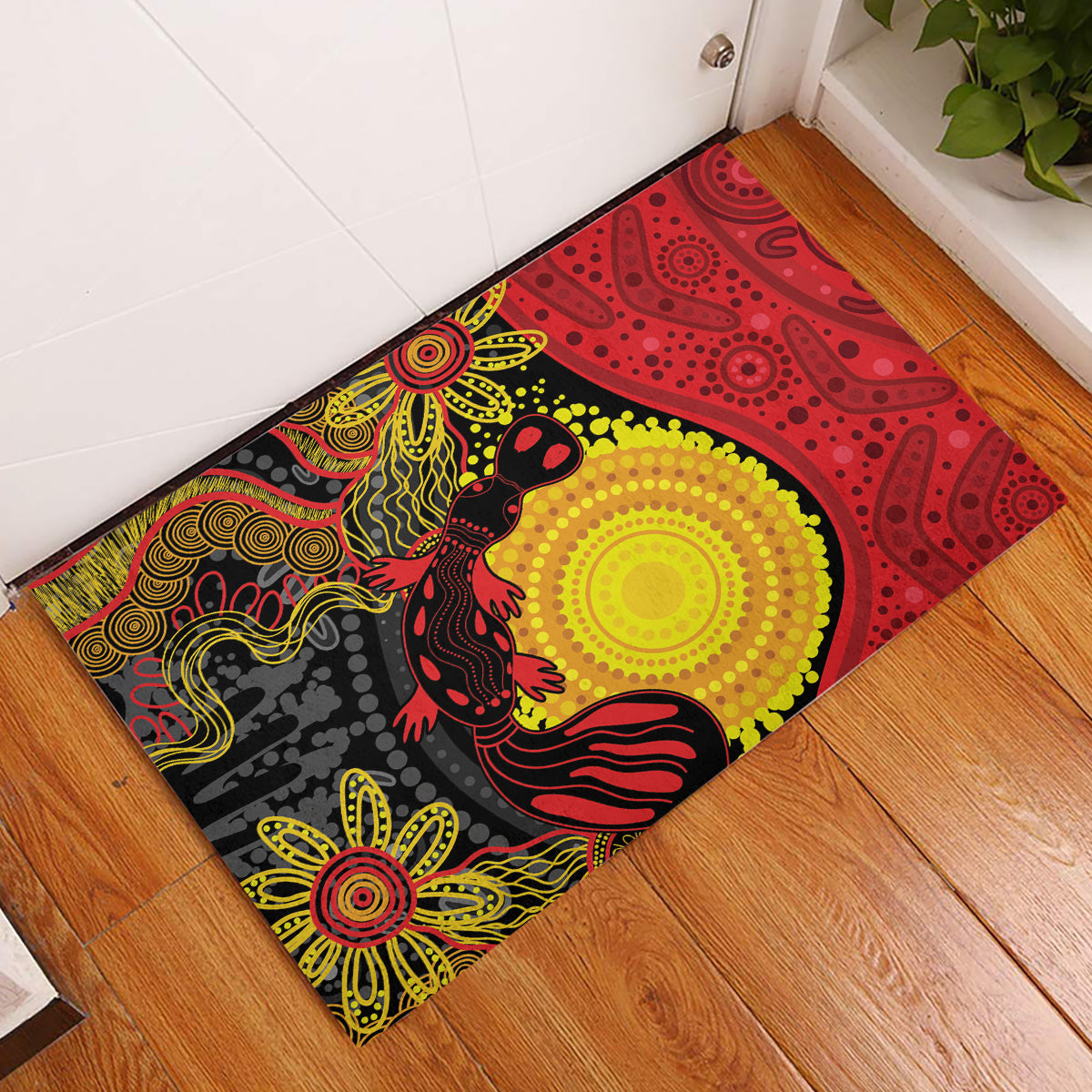 Platypus Aboriginal Art Style Rubber Doormat
