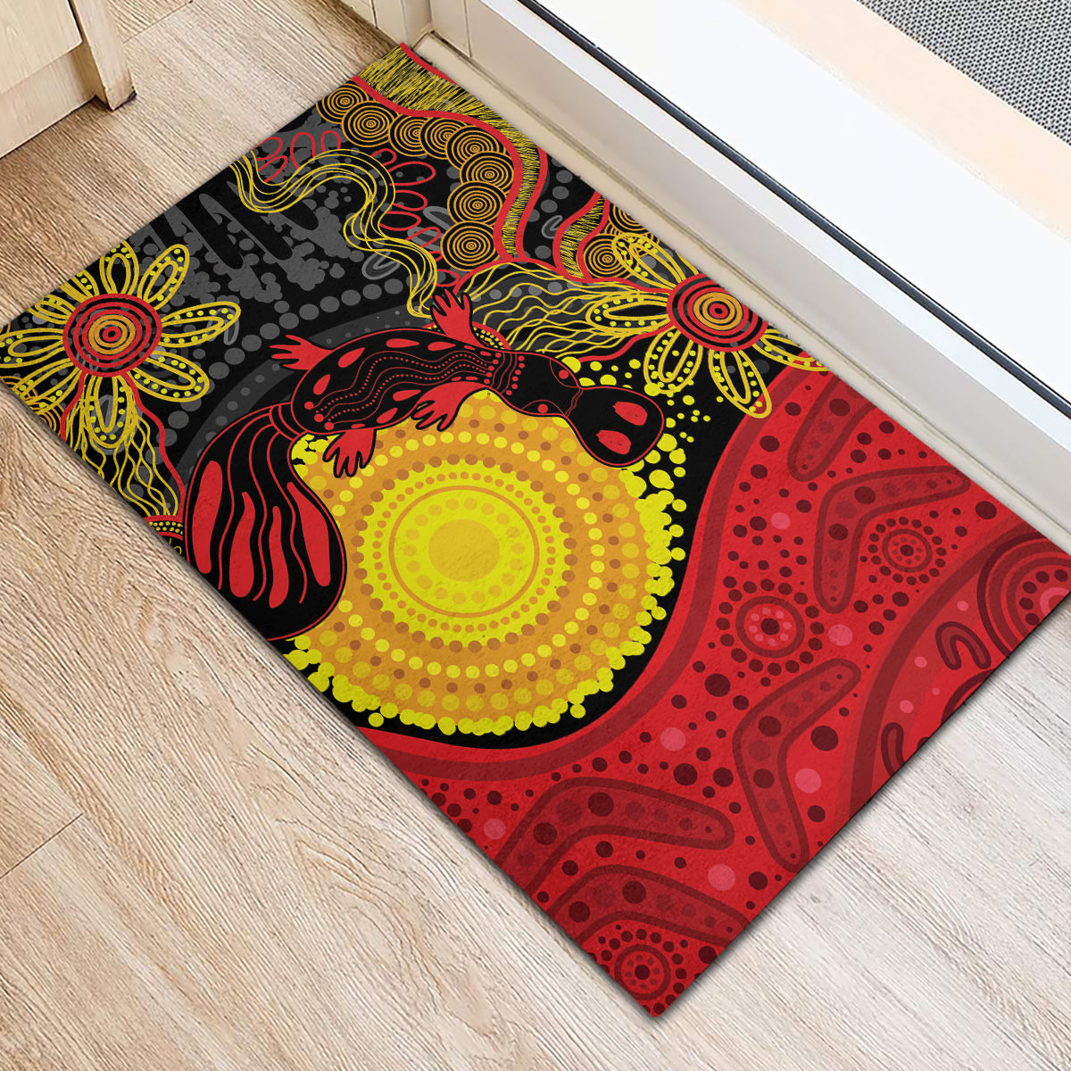 Platypus Aboriginal Art Style Rubber Doormat