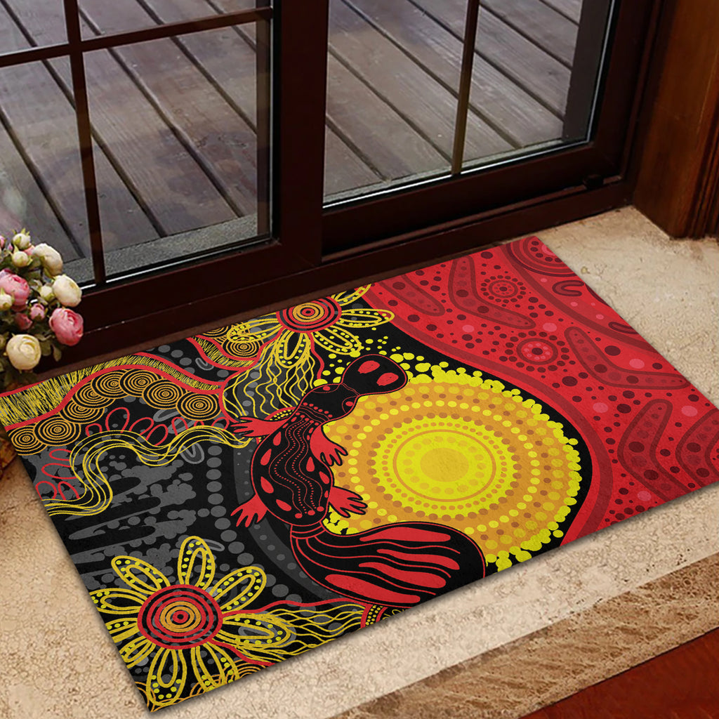 Platypus Aboriginal Art Style Rubber Doormat