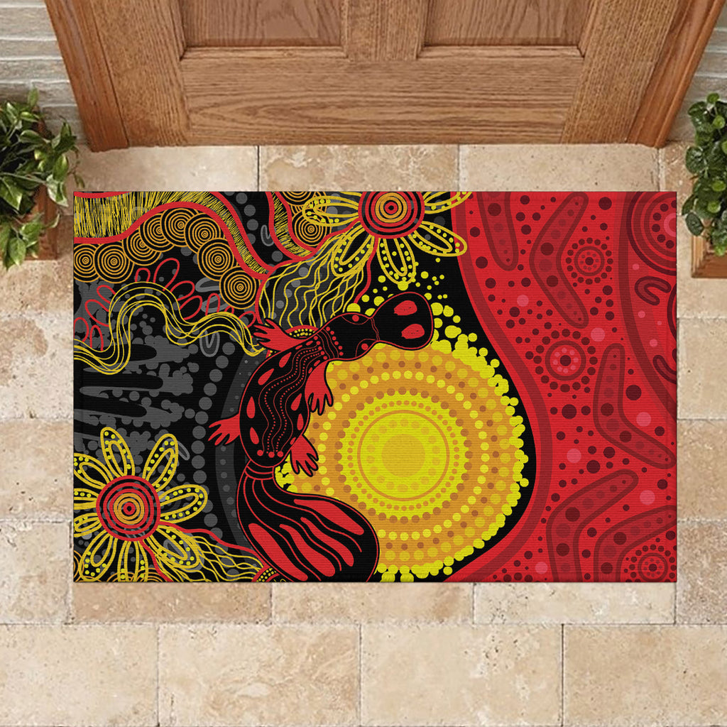 Platypus Aboriginal Art Style Rubber Doormat