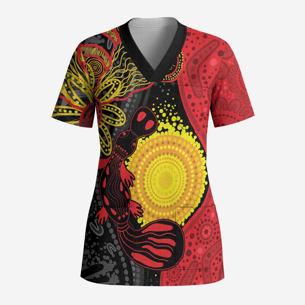 Platypus Aboriginal Art Style Scrub Top - Aussie Hoodie