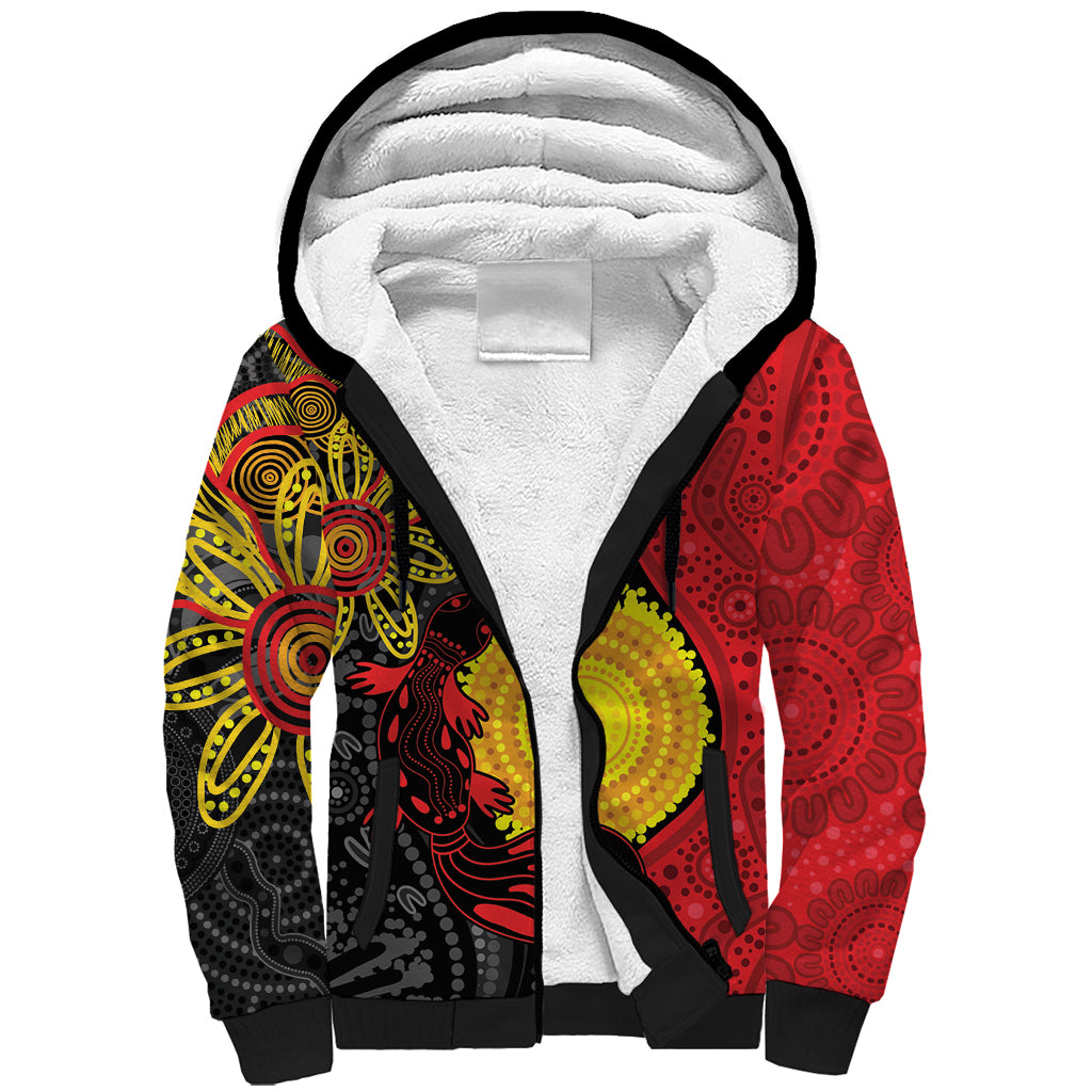 Platypus Aboriginal Art Style Sherpa Hoodie