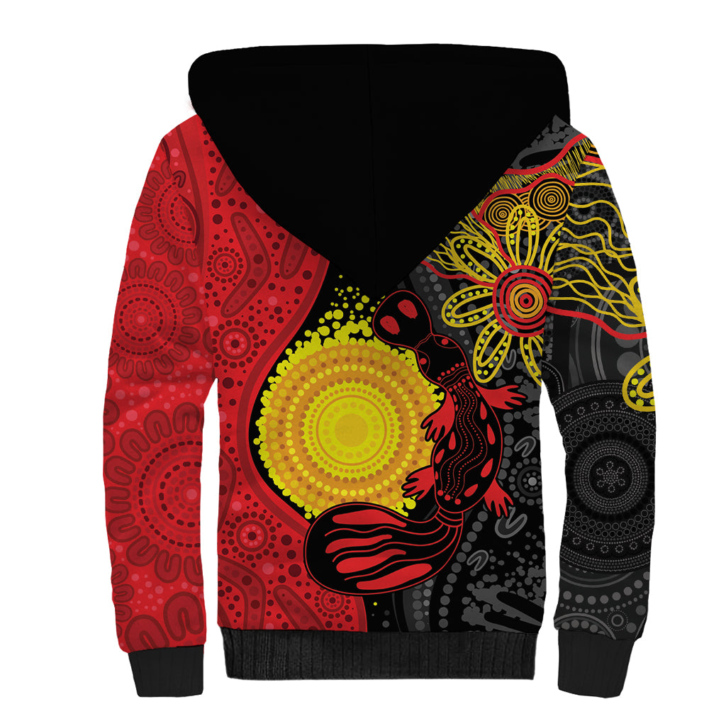 Platypus Aboriginal Art Style Sherpa Hoodie