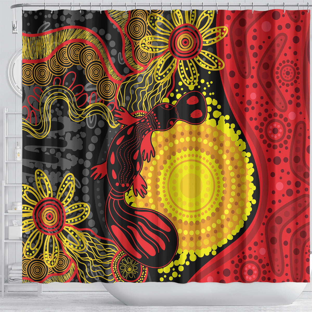 Platypus Aboriginal Art Style Shower Curtain