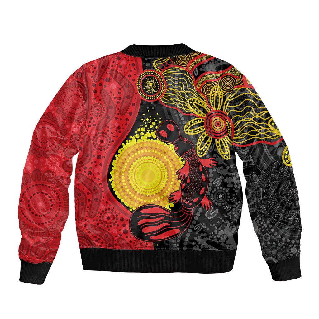 Platypus Aboriginal Art Style Sleeve Zip Bomber Jacket