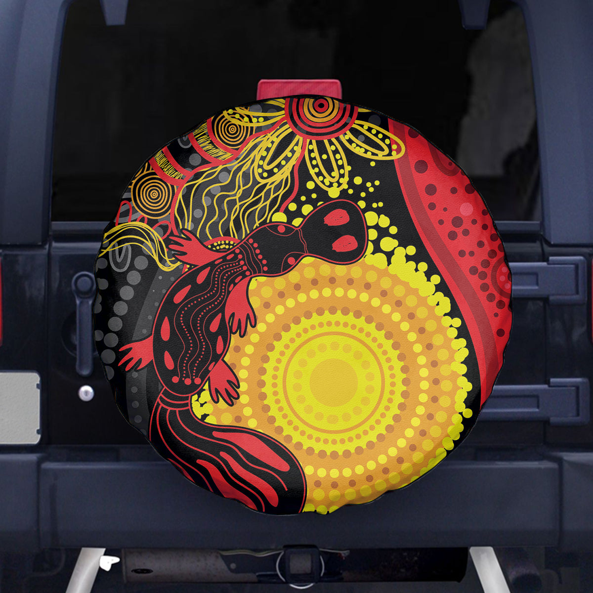 Platypus Aboriginal Art Style Spare Tire Cover