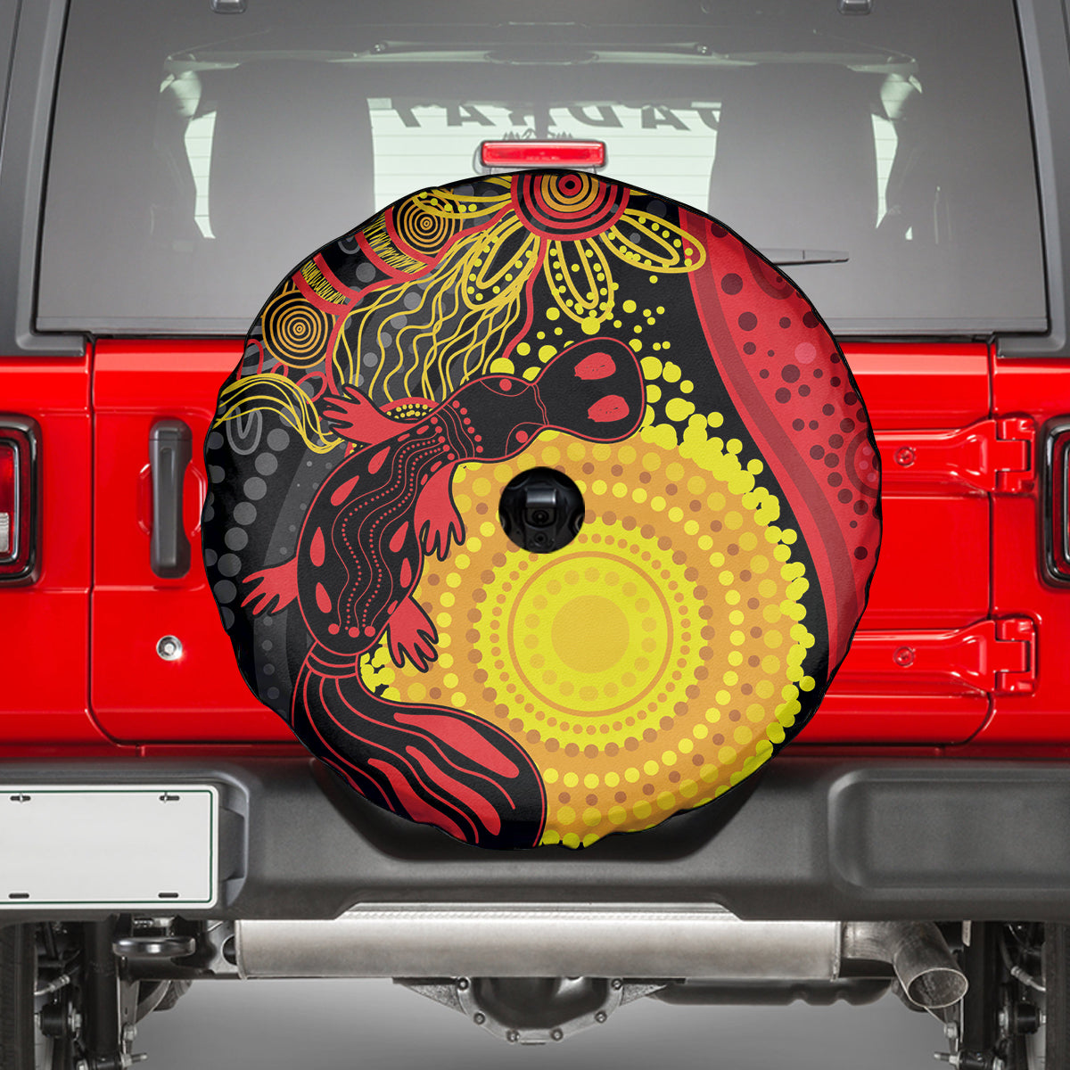 Platypus Aboriginal Art Style Spare Tire Cover