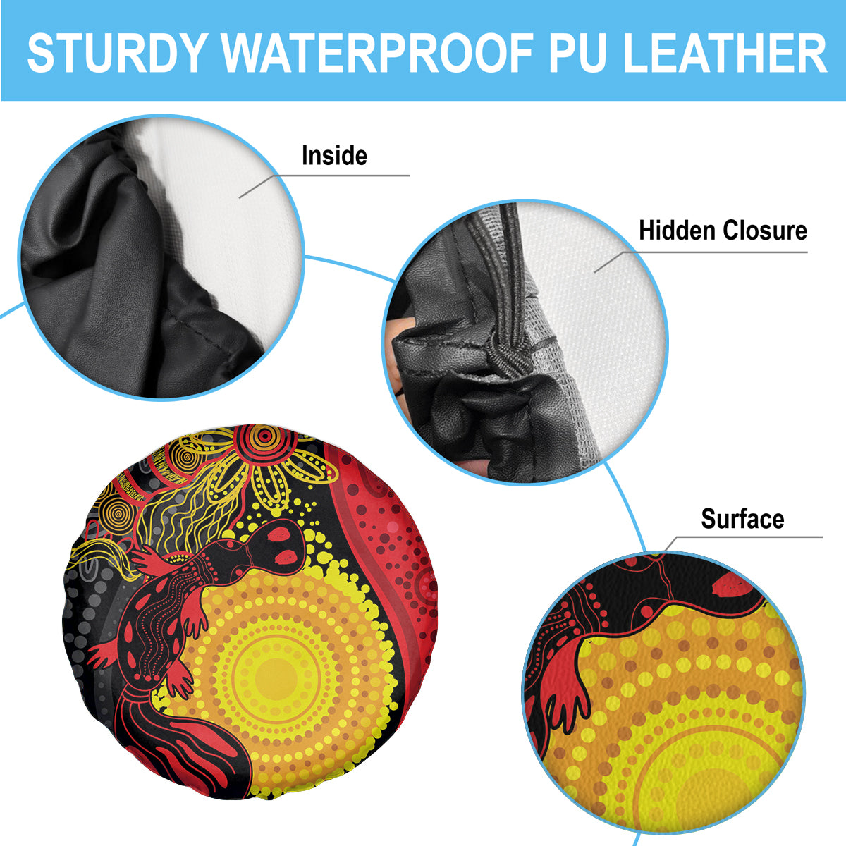 Platypus Aboriginal Art Style Spare Tire Cover
