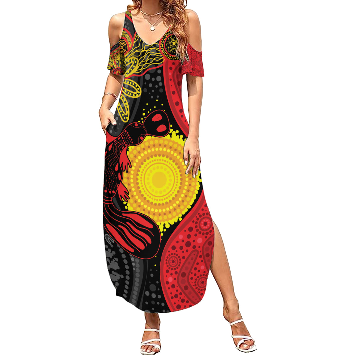 Platypus Aboriginal Art Style Summer Maxi Dress