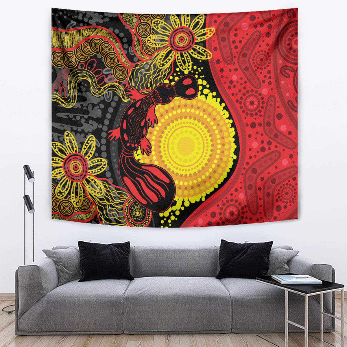 Platypus Aboriginal Art Style Tapestry