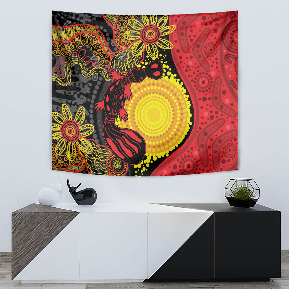Platypus Aboriginal Art Style Tapestry