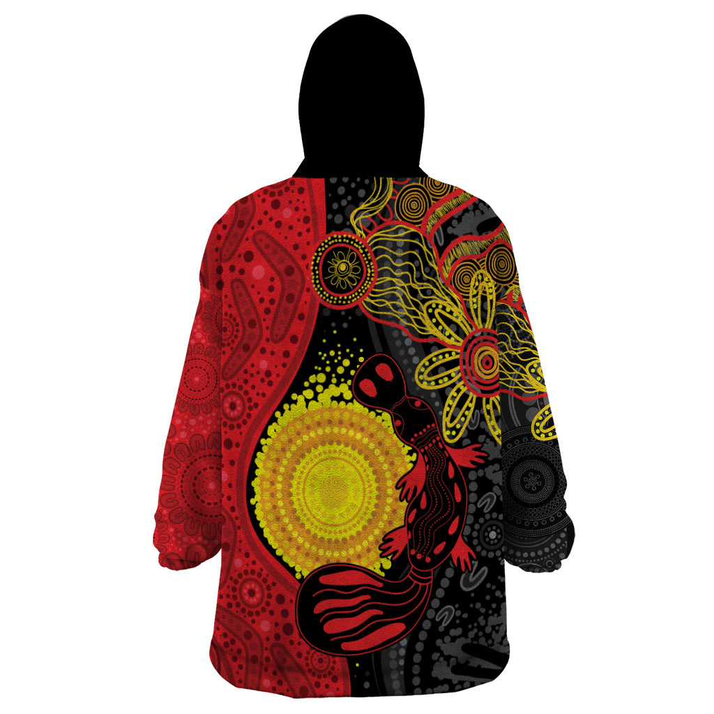 Platypus Aboriginal Art Style Wearable Blanket Hoodie