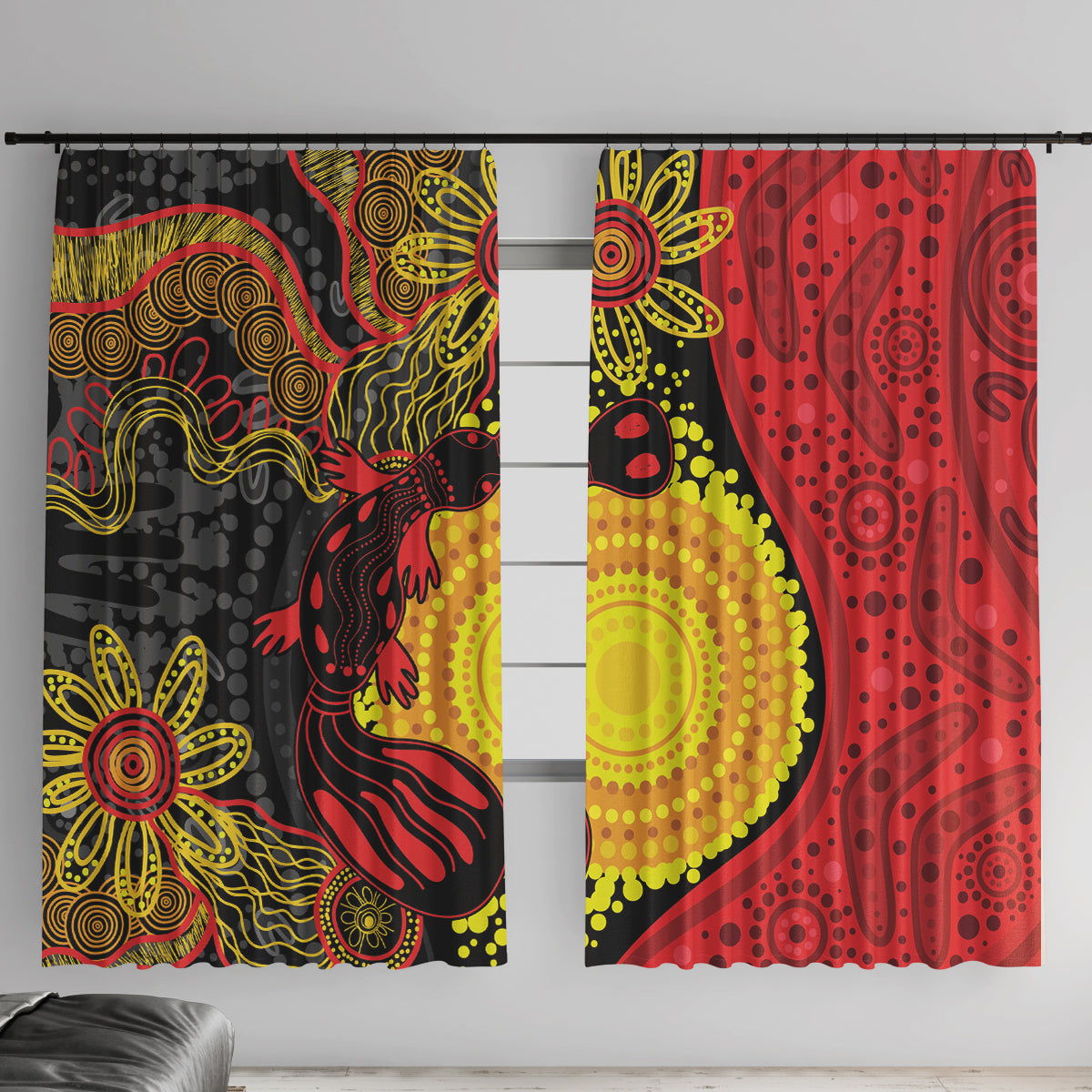 Platypus Aboriginal Art Style Window Curtain