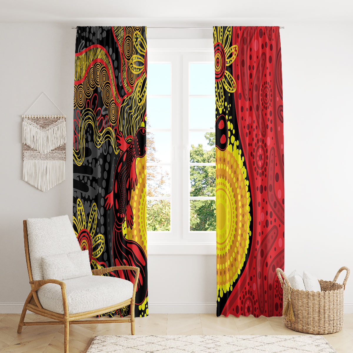 Platypus Aboriginal Art Style Window Curtain