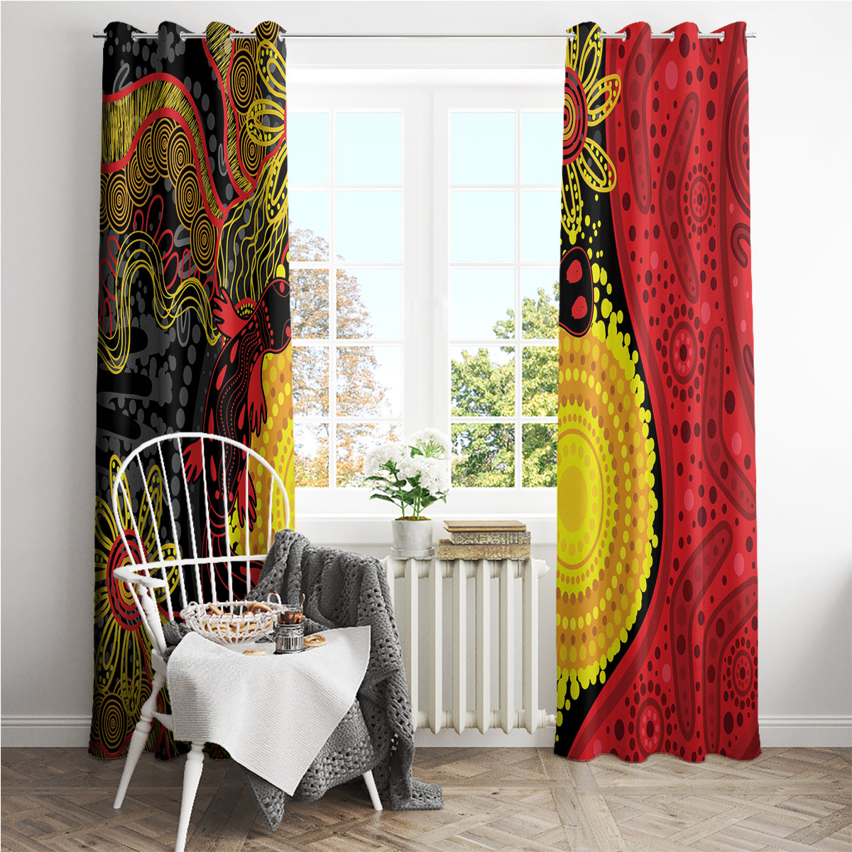 Platypus Aboriginal Art Style Window Curtain