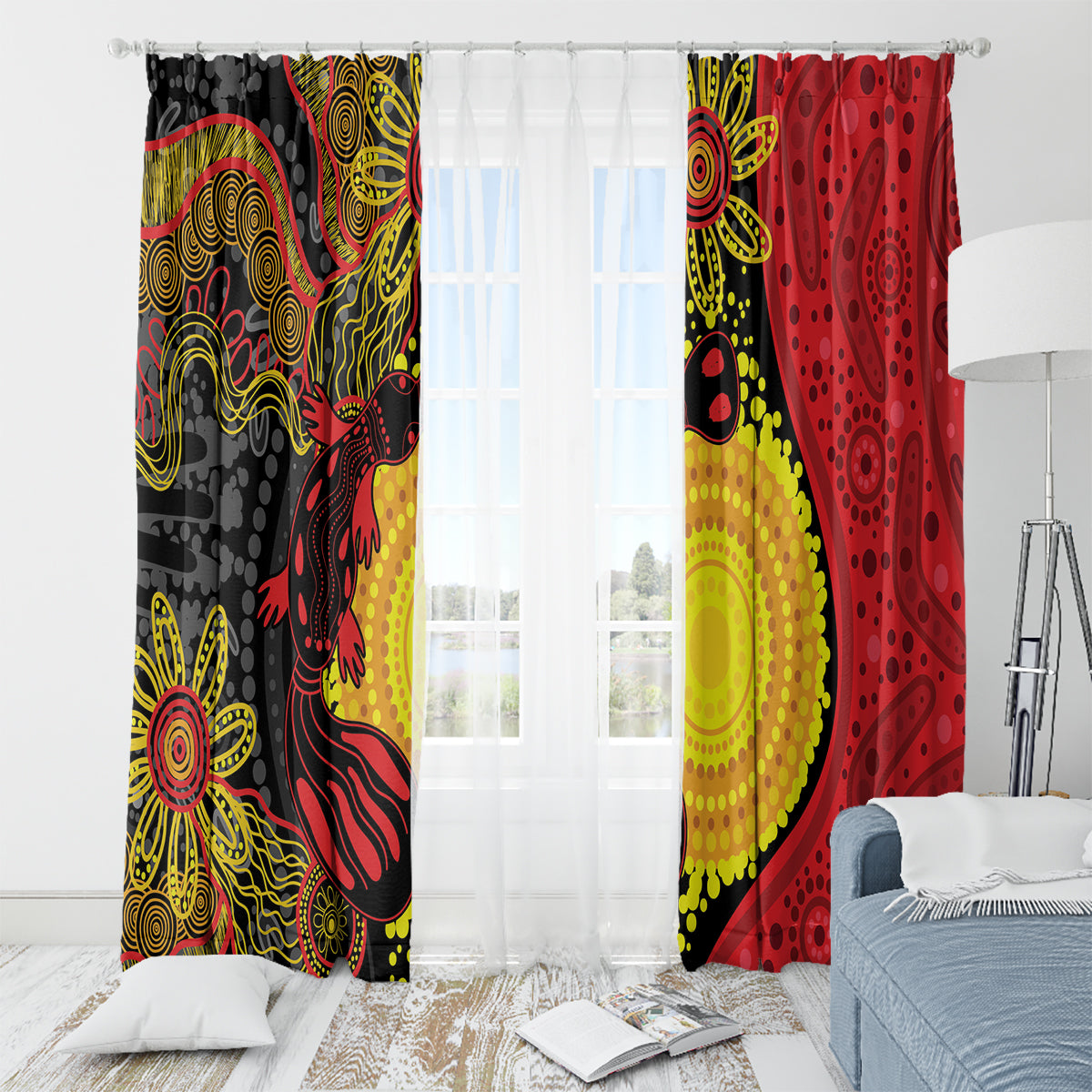 Platypus Aboriginal Art Style Window Curtain