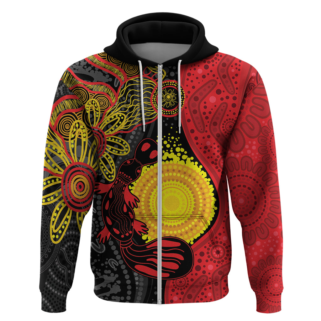 Platypus Aboriginal Art Style Zip Hoodie
