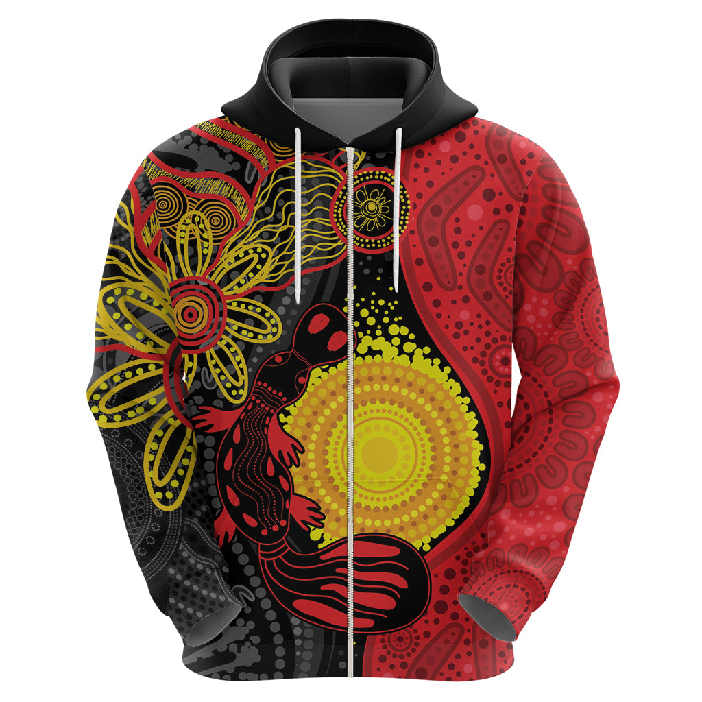 Platypus Aboriginal Art Style Zip Hoodie