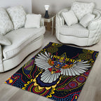 Custom Adelaide Football Area Rug With Crow Aboriginal Art Style