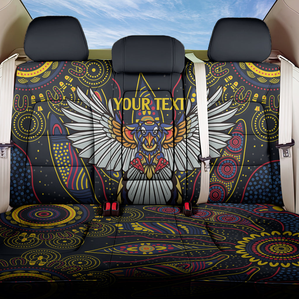 Custom Adelaide Football Back Car Seat Cover With Crow Aboriginal Art Style