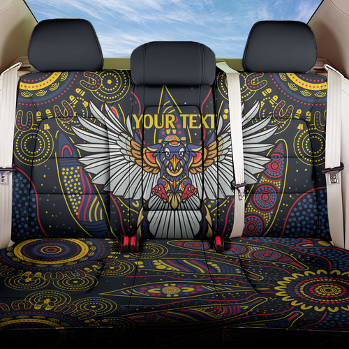 Custom Adelaide Football Back Car Seat Cover With Crow Aboriginal Art Style