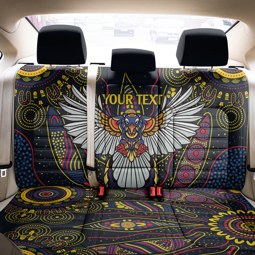 Custom Adelaide Football Back Car Seat Cover With Crow Aboriginal Art Style
