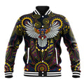 Custom Adelaide Football Baseball Jacket With Crow Aboriginal Art Style