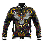Custom Adelaide Football Baseball Jacket With Crow Aboriginal Art Style