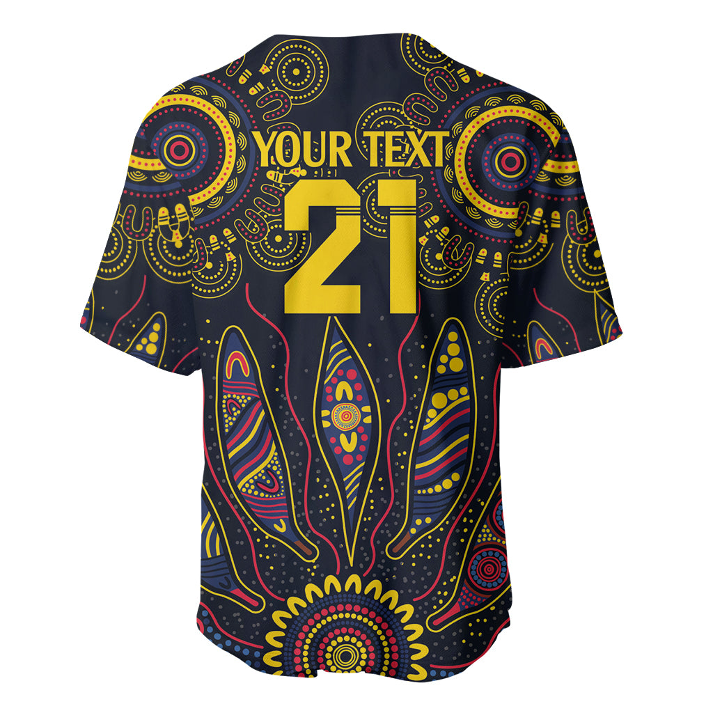 Custom Adelaide Football Baseball Jersey With Crow Aboriginal Art Style