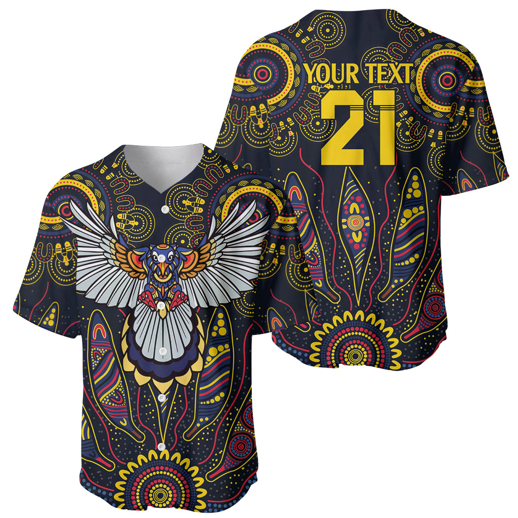 Custom Adelaide Football Baseball Jersey With Crow Aboriginal Art Style