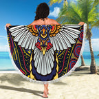 Custom Adelaide Football Beach Blanket With Crow Aboriginal Art Style