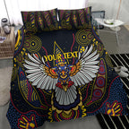 Custom Adelaide Football Bedding Set With Crow Aboriginal Art Style